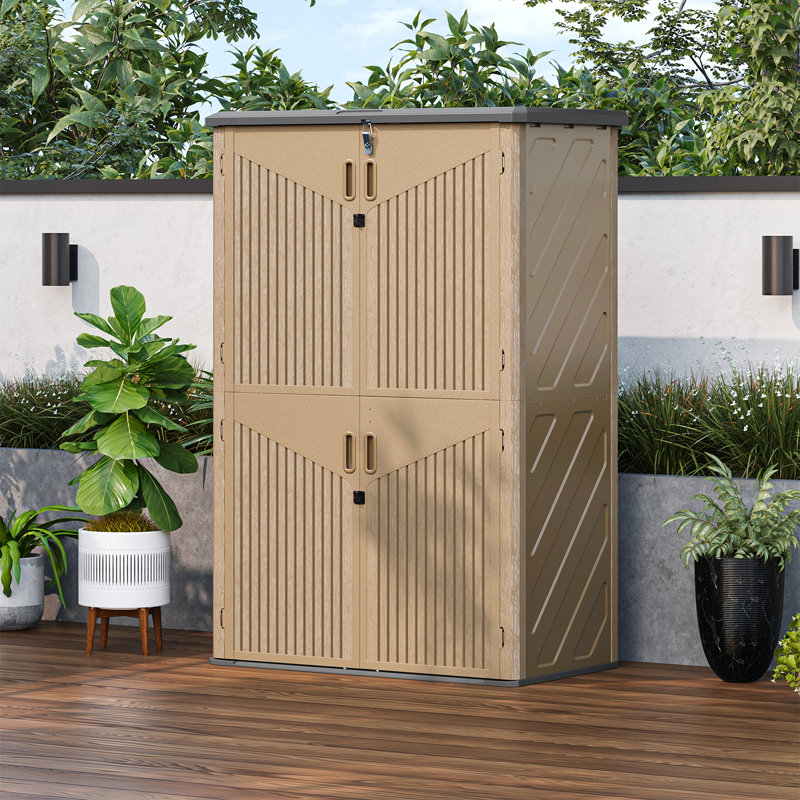 4.5 Ft. W X 2.5 Ft. D Outdoor Resin Storage Sheds With Shelves, Brown