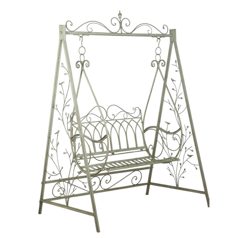 Durable Metal Garden Swing Bench – Sturdy and Comfortable Swing Chair for Backyard, Patio, or Outdoor Leisure, Cream
