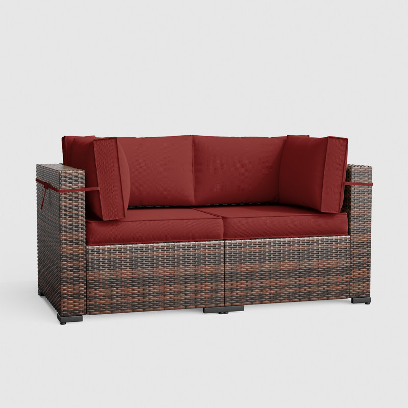 2 - Person Outdoor Seating Group With Cushions, Burgundy