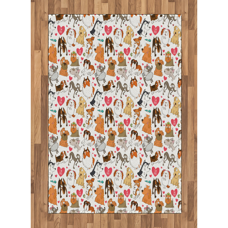 Dog Lover High Density Long Fiber Poly Threads Decorative Area Rug Carpet, Rectangle 4' x 5'8"