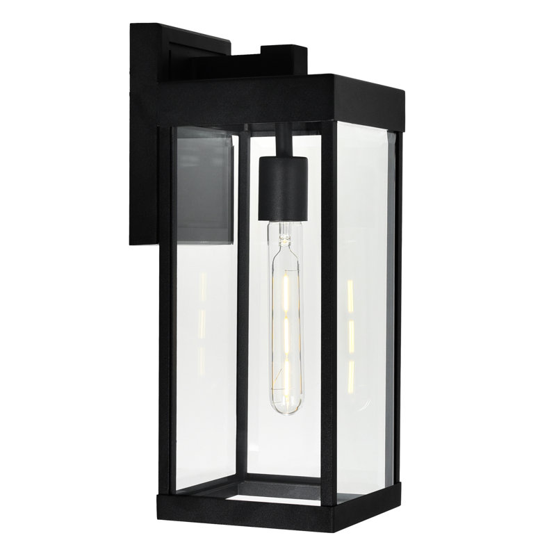 6''x 6'' 1 Light Black Outdoor Wall Light – Weather-Resistant Exterior Lantern with E26 Bulb Base, 14.50" H x 6" W x 6" D