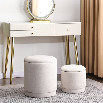 Ensemble de 2 repose-pieds ronds en tissu avec repose-pieds