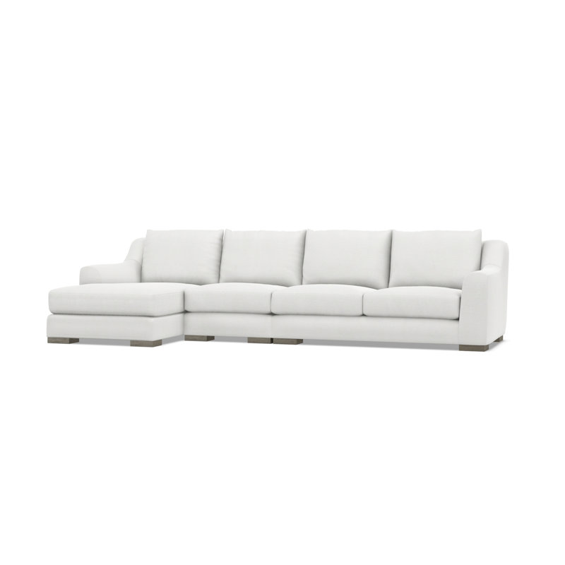 Sectional, White Polyester Blend, 35" H x  135" W x 63.5" D, Left Hand Facing
