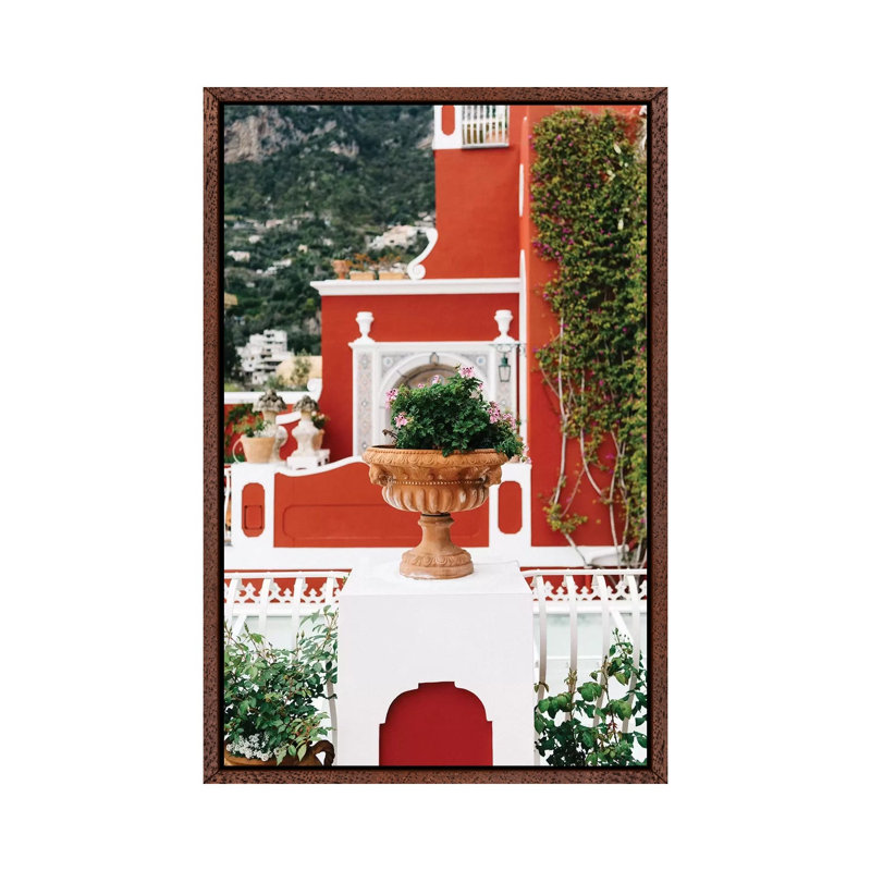 Rainy Positano IV by Bethany Young - Print on Canvas, 152.4cm H x 101.6cm W x 3.81cm D, Classic Brown Wood Framed