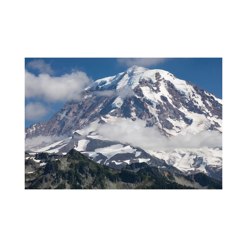 Clouds Over Snow Covered Mountain, Mount Rainier National Park, Washington State, USA by Panoramic Images - Wrapped Canvas Print