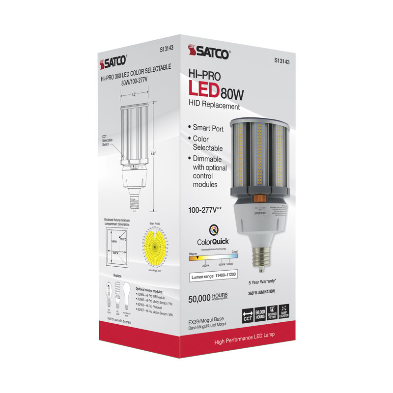 80 Watt White LED Smart Bulb