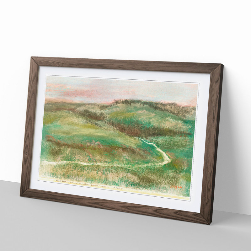 Landscape by Edgar Degas - Picture Frame Painting, Walnut Framed, 27cm H x 36cm W x 2cm D