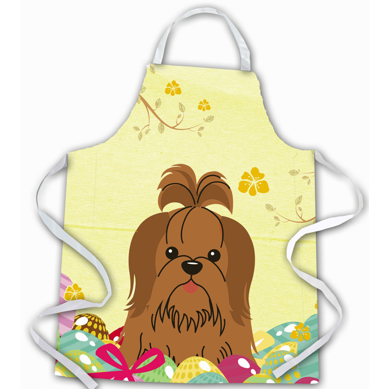 Tablier œufs de pâques, Jaune / chocolat, Shih Tzu