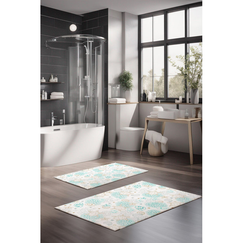 Eakly Luxury Bathmat Set (2 Pieces), 100% Polyester, 16.0 x 23.6 inches & 23.6 x 39.4 inches | Non-Slip Antibacterial Design, 0.3 in Pile Height | Machine Washable, Durable & Easy to Clean | Ideal for Bathroom Décor
