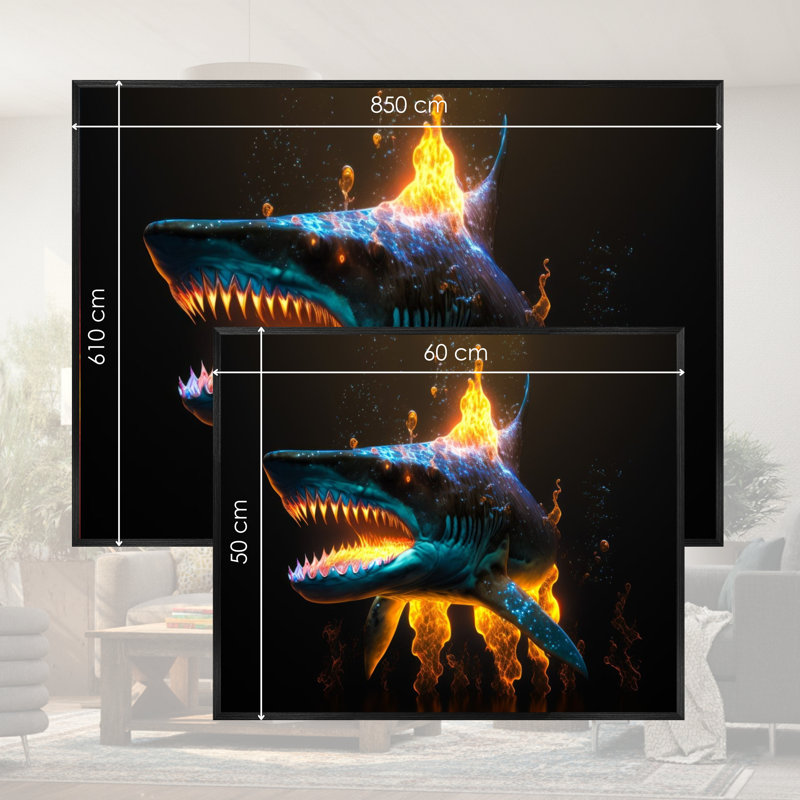 Single Picture Frame LED Illuminated Wall Art Wall Art on Glass / Aluminium, 50 cm H x 60 cm W