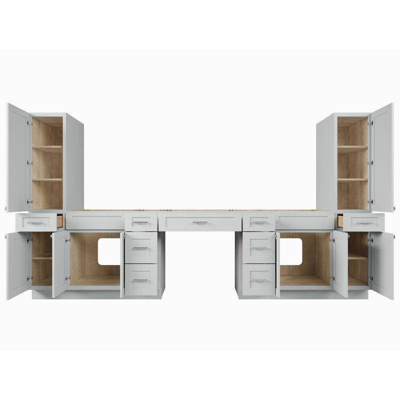 Meuble-lavabo double Disar, Gris