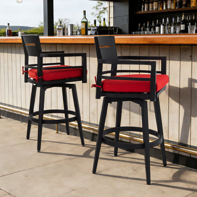 Outdoor Aluminum Swivel Bar Stools With Sunbrella Cushions