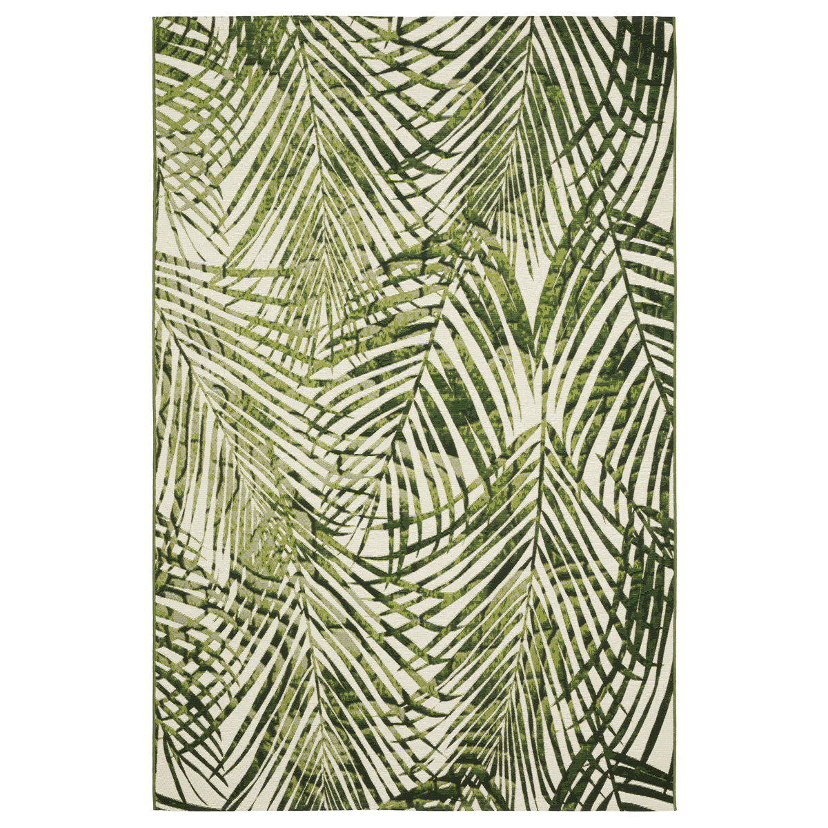 Bungalow Rose Arjay Layered Tropical Leaves Green/ Ivory Indoor-Outdoor ...
