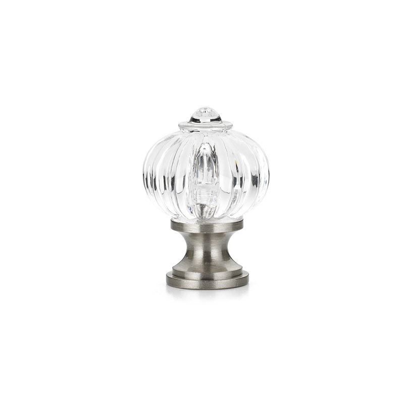 Expression 1 3/32" Diameter Round Knob, Clear/Brushed Nickel