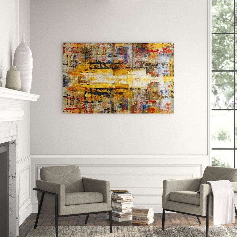 Slide Rule Painting by Alexys Henry, 24" H x 38" W x 1.5" D, Knife Gel