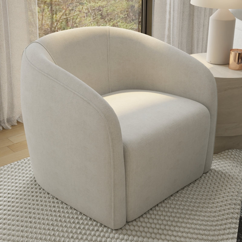 Giacomino Upholstered Club Chair, Off White Polyester Blend