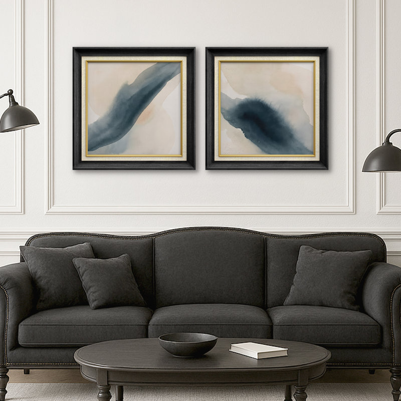 2 pièces, reproduction d'art sur toile encadrée pour une décoration moderne, H 26 po x l 26 po, Black Gallery Frame