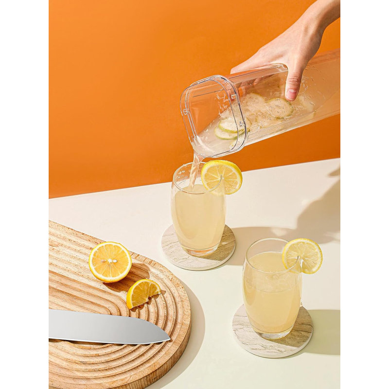 Round 6 Piece Coaster Set With Holder
