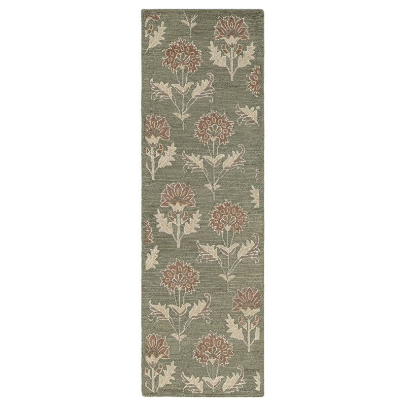 Delilah Hand Tufted Wool Indoor Rug, 2'6x8', Green