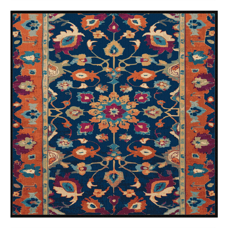 Tapis gris Tabriz lavable à la machine, Carré 4 pi