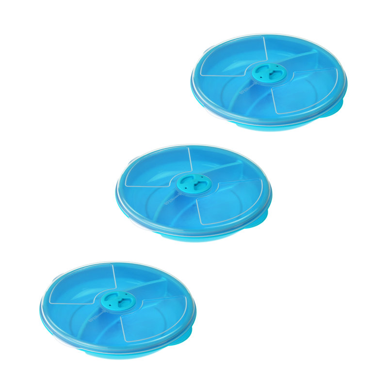 Ensemble de plats à service divisé Guzman, Bleu, Ensemble de 3