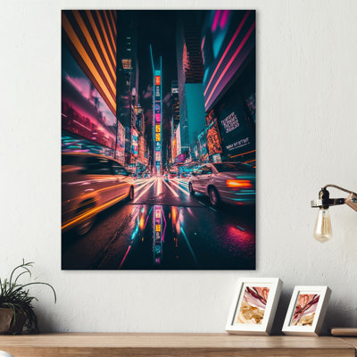 «Futuristic New York City Neon II», art mural sur toile Cityscapes