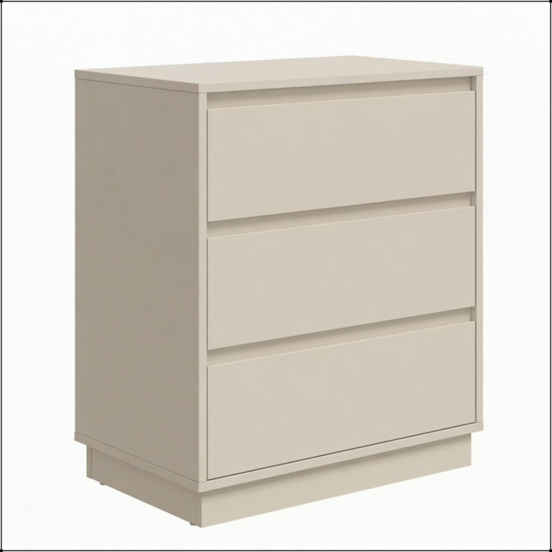 Ensemble de 2 grandes tables de chevet modernes en bois beige avec 3 tiroirs pour un rangement spacieux et un design élégant