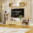 100.8'' W Stretchable L-Shaped TV Stand Console Table With Flip Down Cabinet Doors And Multiple Open Shelves(75.2'' W To 100.8'' W)