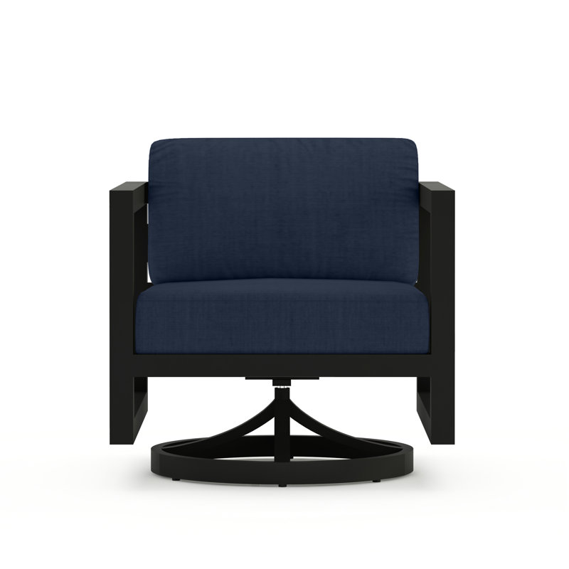 Avion 3 Piece Loveseat Set With Swivel, Spectrum Indigo Sunbrella®, Slate