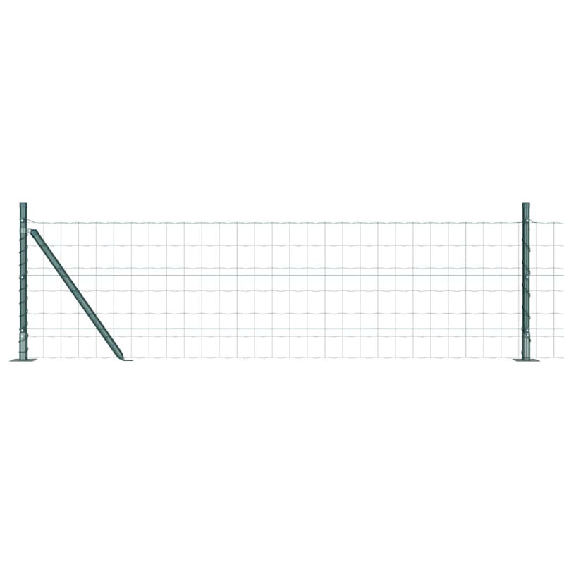 Vidaxl Fence With Posts Steel, Green, 60cm H x 5000cm W x 3.2cm D