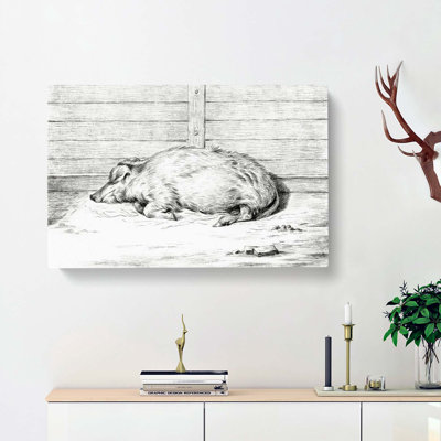 A Sleeping Pig by Jean Bernard - Wrapped Canvas Print