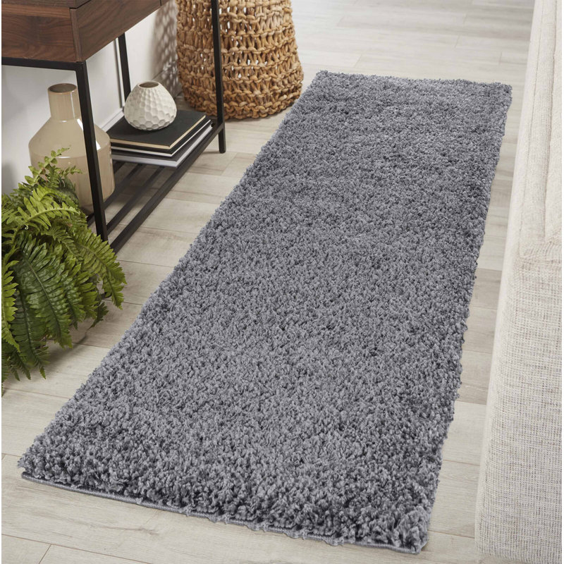 Esterly Solid Colour Shag Area Rug, Rectangle 60 x 220cm