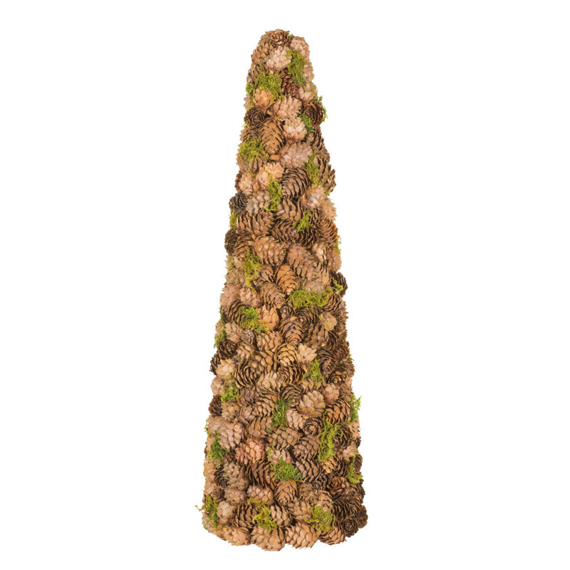Pinecone brun naturel avec des accents de mousse, H 15,5 po x l 6 po x P 6 po