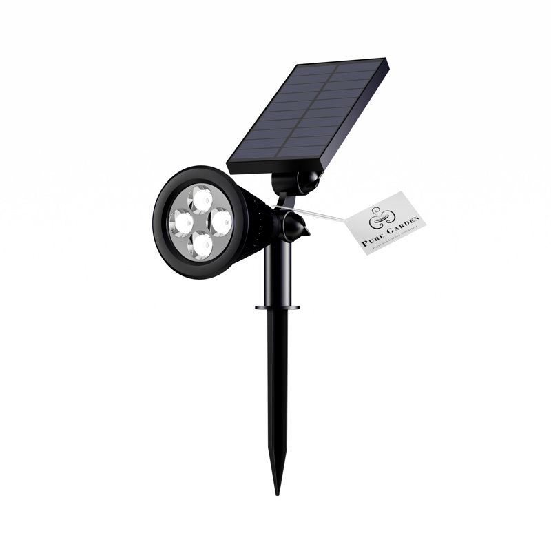 Black Solar LED Pathway Lights with Auto On/Off, Set of 2