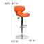 Tabouret de bar contemporain confortable en vinyle à hauteur réglable et dossier mi-haut avec base chromée Claudine-16397137
