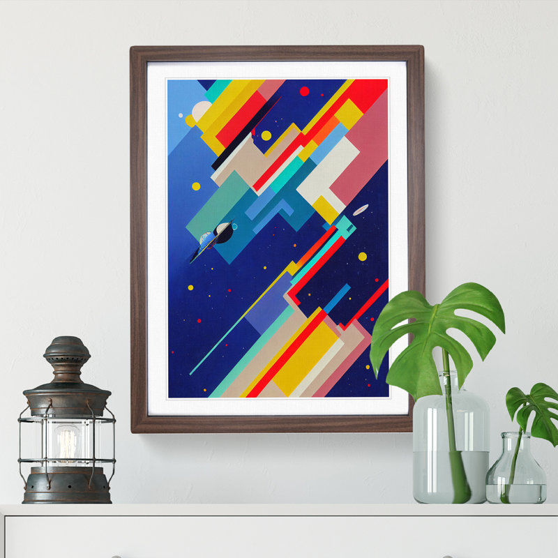 Abstract Spaceship Rocket No.1 - Single Picture Frame Print, Walnut, 64cm H x 46cm W x 2cm D