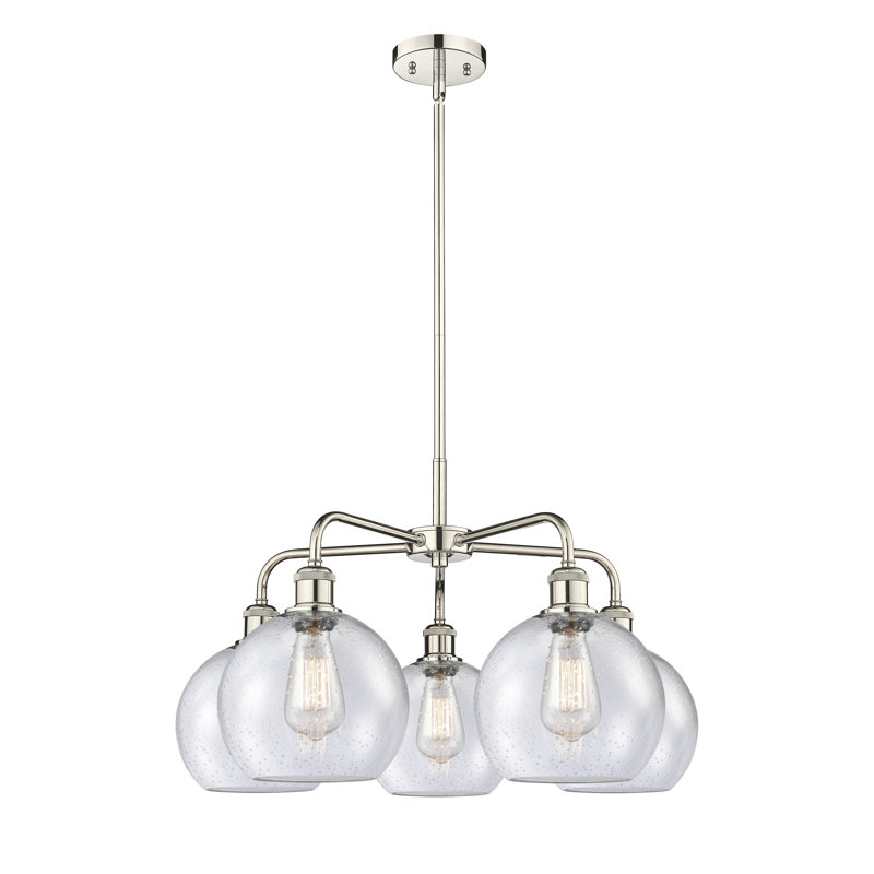Lustre sphérique à 5 lumières en acier à intensité variable Ellington, H 16 po x l 26 po x P 26 po, Nickel poli