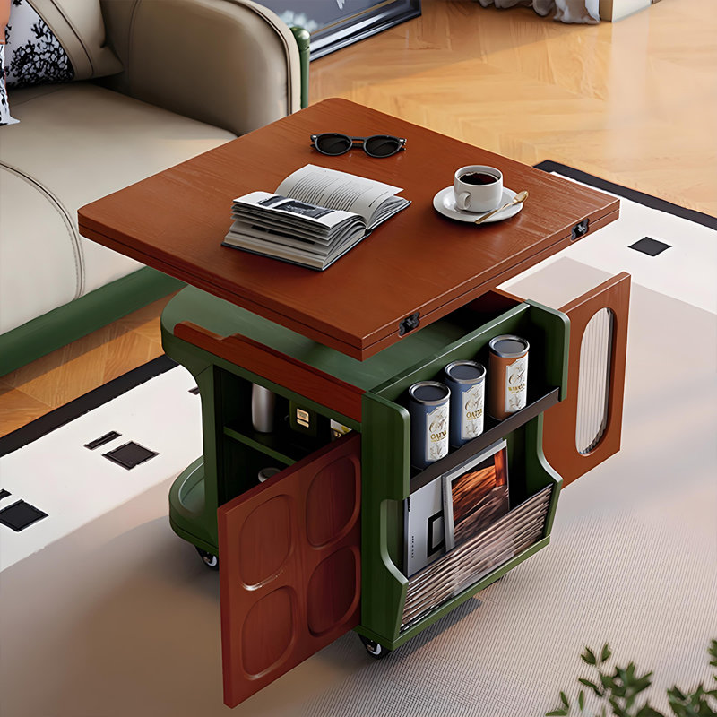 47.09"Brown Solid Wood Mobile Coffee Table