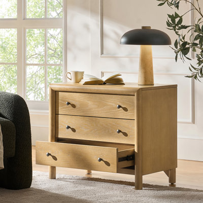 Corentin Roldana Farmhouse 30''W 3-Drawer Fully Assembled Nightstand with Charging Station