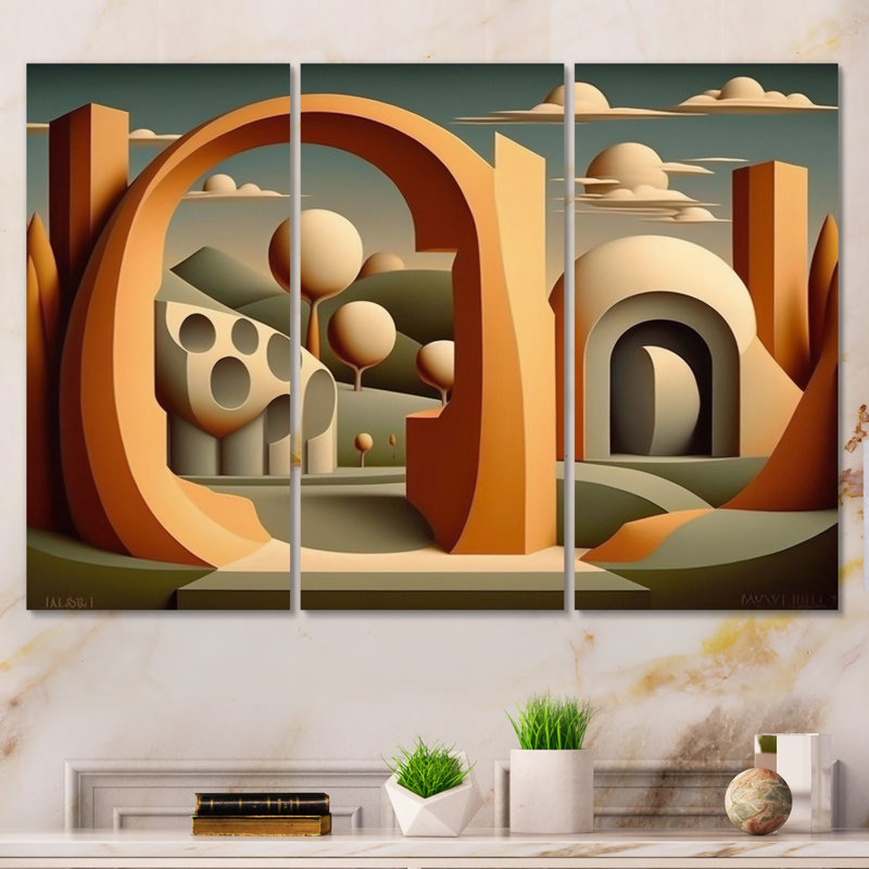 Gibson - Ensemble de décorations murales paysage abstrait, H 28 po x l 36 po x P 1 po