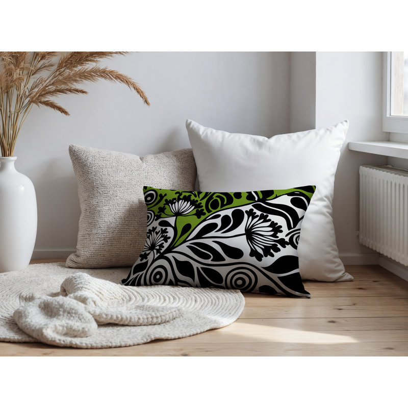 Oreiller rectangulaire réversible intérieur / extérieur Gina, Chartreuse, Rectangle H 14 po x l 20 po
