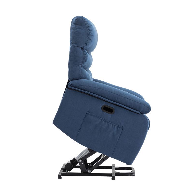Fauteuil de massage inclinable électrique chauffant, Microsuède bleu marine