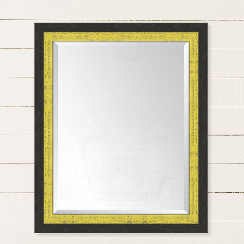 Miroir mural noir et jaune ardoise, H 42 po x l 30 po