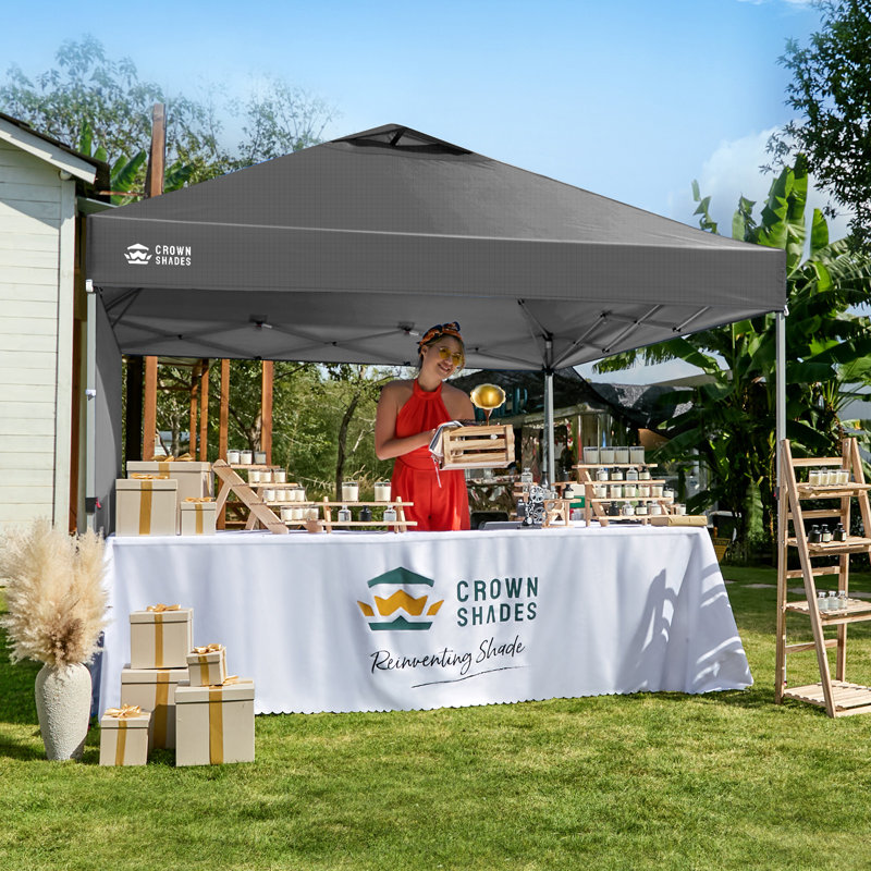 8 Ft. W x 8 Ft. D Pop Up Canopy Instant Tent with 1 Removable Sidewall, Gray