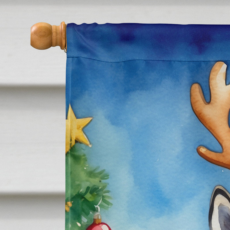 Drapeau de Noël maison de renne, Malamute d’Alaska
