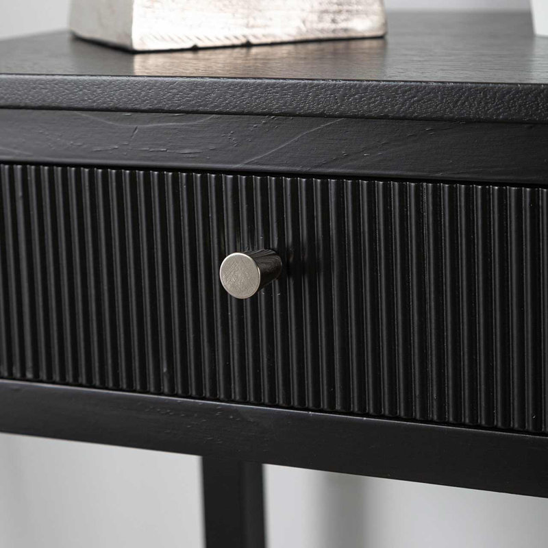 Flovilla 76cm Sofa Table, 1 Drawer Wooden Bedside End Table with Shelf Storage, Black