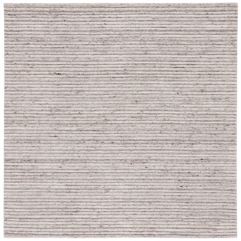 Adhurim Hand Woven Striped Area Rug, Square 6'