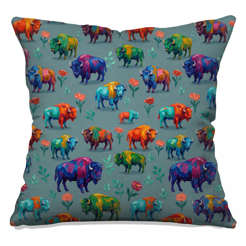 Coussins Rainbow Buffalo, 14 x 14 inches