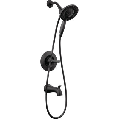 Arvo 14 Series Matte Black Bathtub Shower Faucet Set with In2ition 2-in-1 Dual Shower Head with Handheld Spray Combo, Valve Trim Kit, Matte Black (Valve Included)