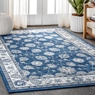 Lawncrest Modern Persian Vintage Moroccan Traditional Navy/Light Gray Rug